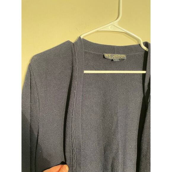 St. John Basics Navy Santana Knit Open Front Cardigan - Picture 2 of 9